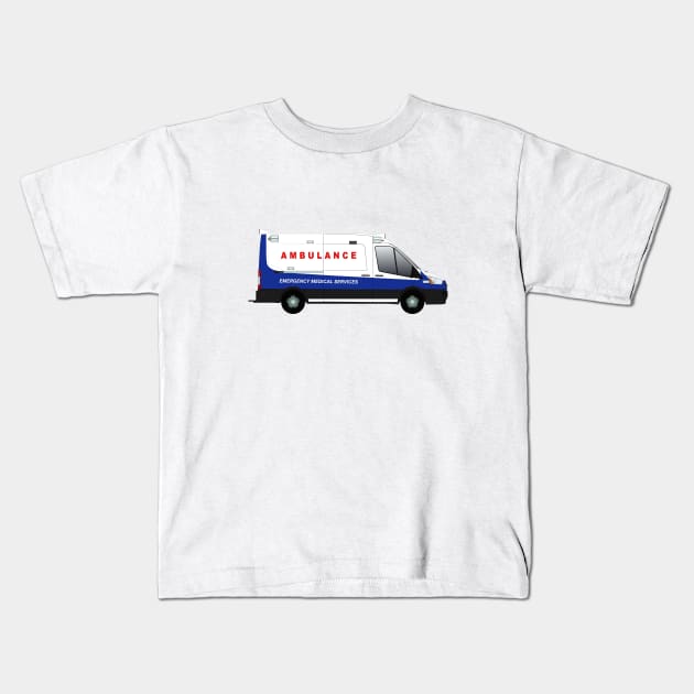 Blue White Transit Ambulance Kids T-Shirt by BassFishin